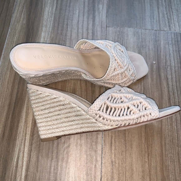 Veronica Beard Womens Ezrah Beige Macrame Espadrille Wedge Sandals Shoes 6.5 - Picture 5 of 8